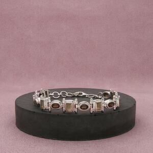 sterling silver smoky quartz & citrine bracelet size 6.25-7.5in